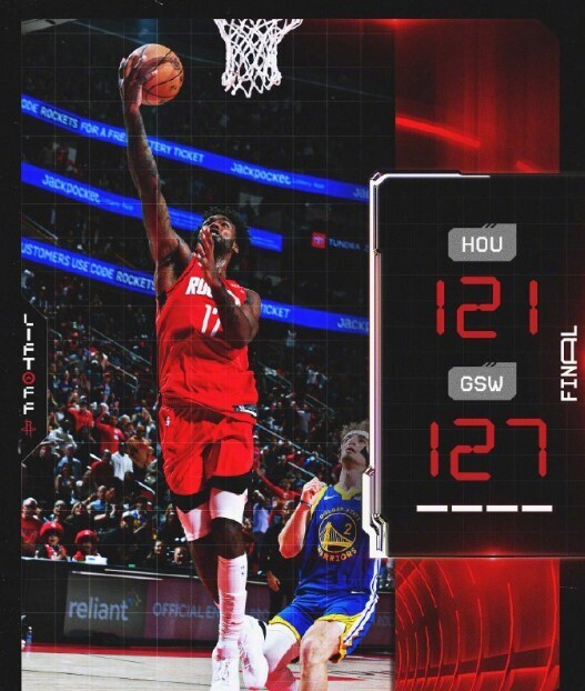 NBA今日战报：勇士127-120火箭