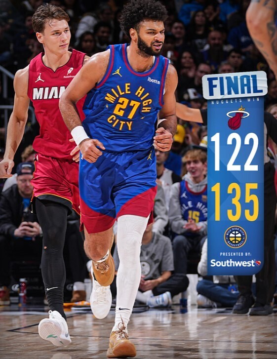 NBA赛程：掘金135:122热火
