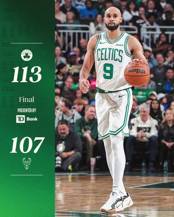 NBA赛程：雄鹿107:113凯尔特人