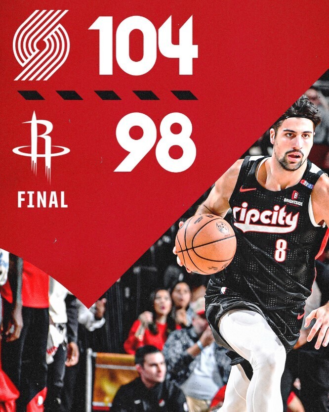 NBA赛程：开拓者104:火箭