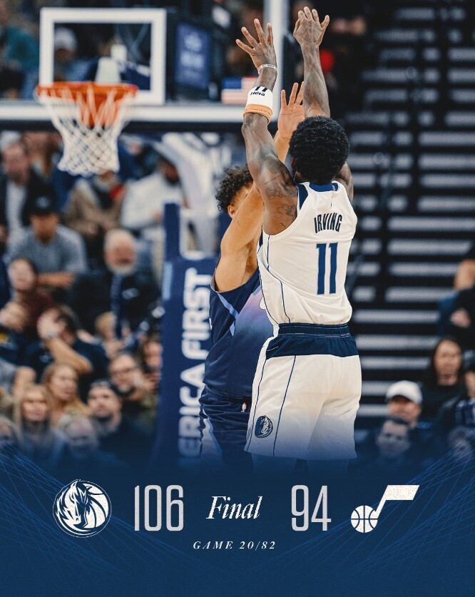 NBA赛程：独行侠106:94爵士