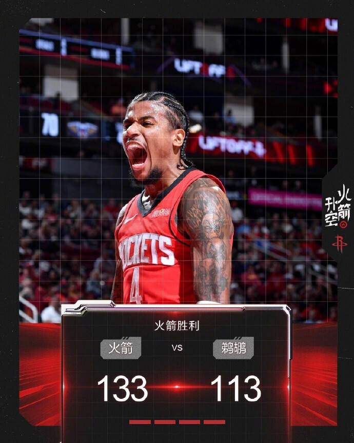 NBA：火箭133-113鹈鹕