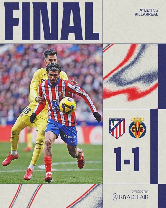 马竞1-1比利亚雷亚尔