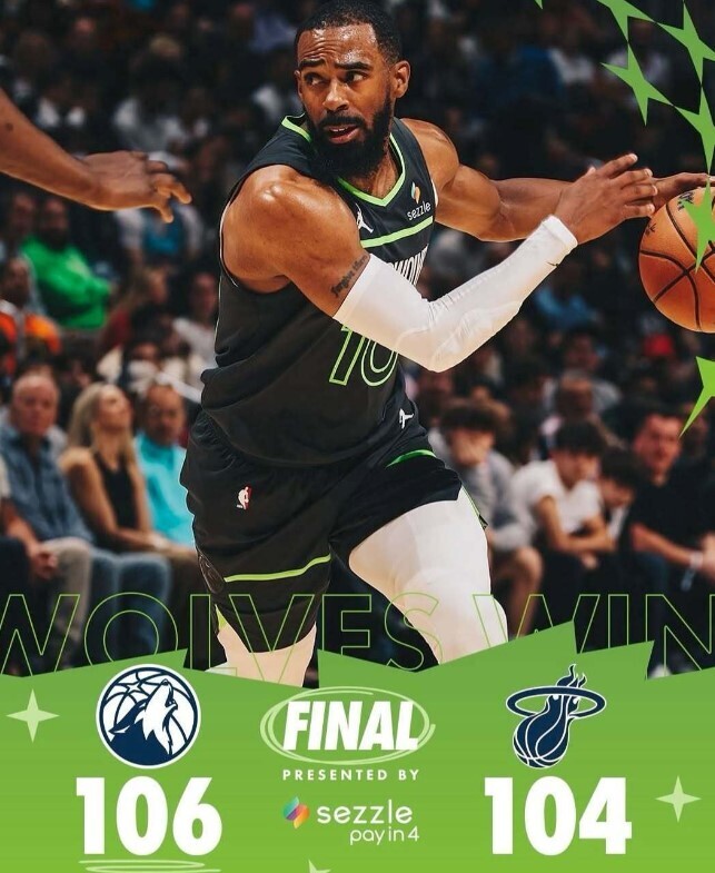 NBA赛程：森林狼106:104热火