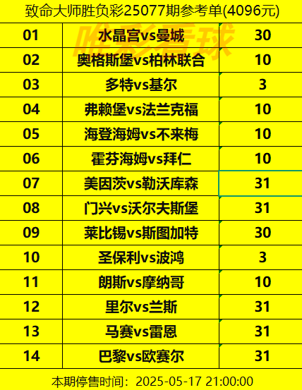 胜负彩-25077期
