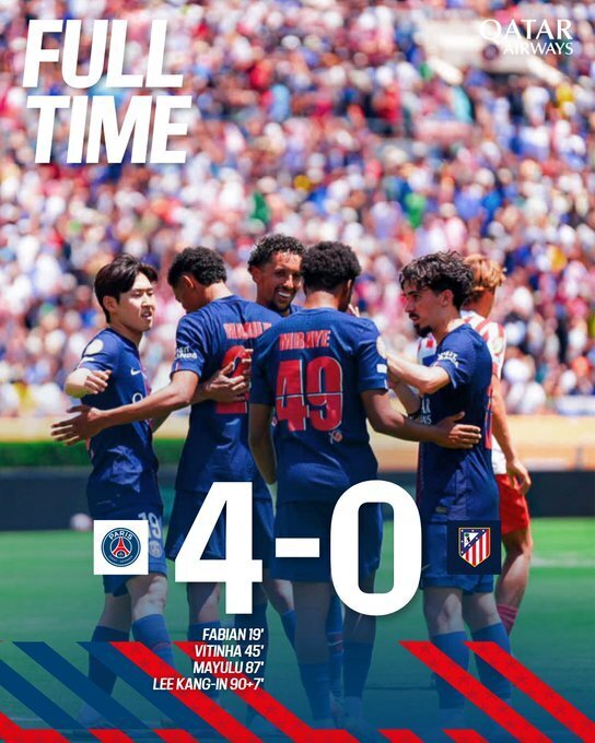 巴黎圣日耳曼4-0马德里竞技