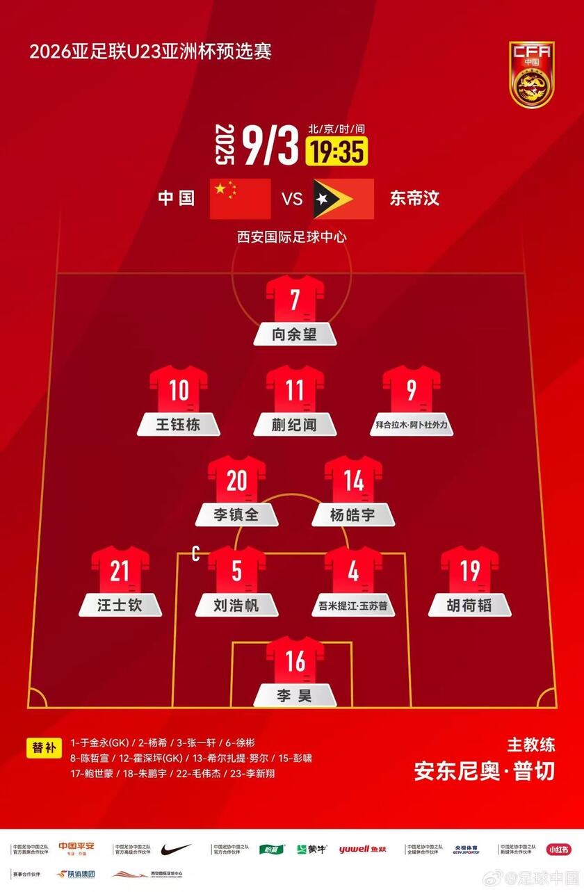 国足U22首发
