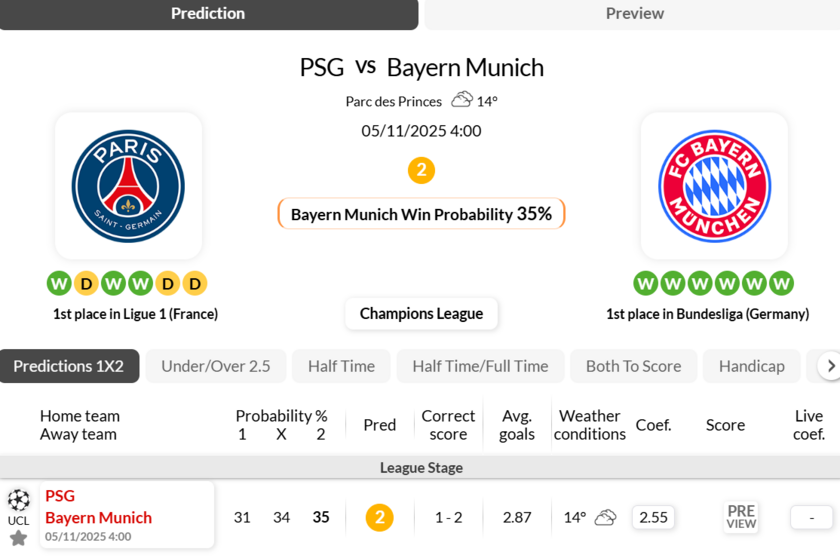 巴黎圣曼vs拜仁