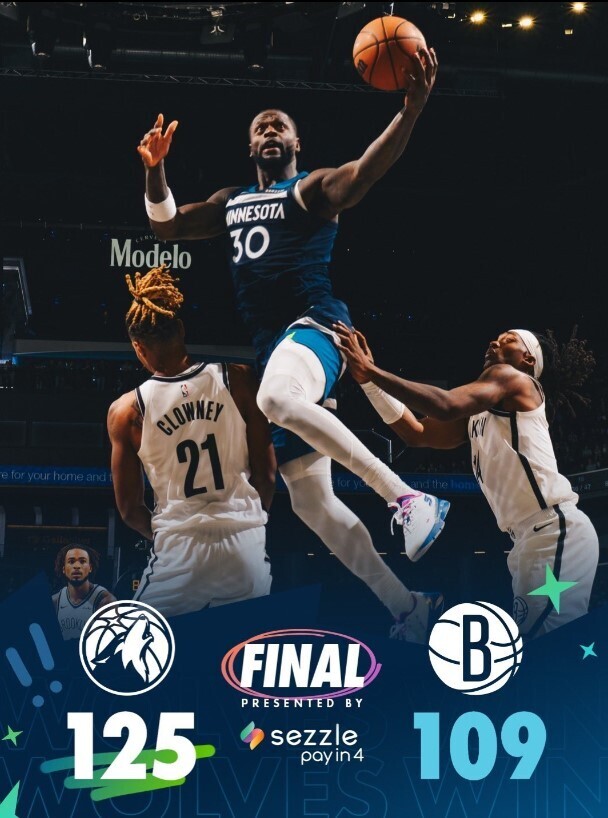 森林狼125-109篮网