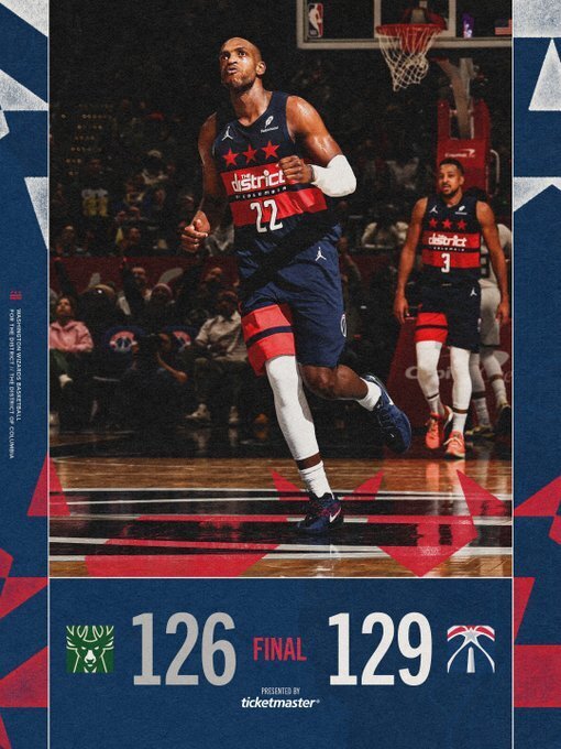 NBA-奇才129-126雄鹿，麦科勒姆28+5 小波特30+5 字母哥26+7