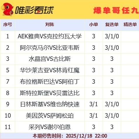 爆单哥25189期小单和复选单