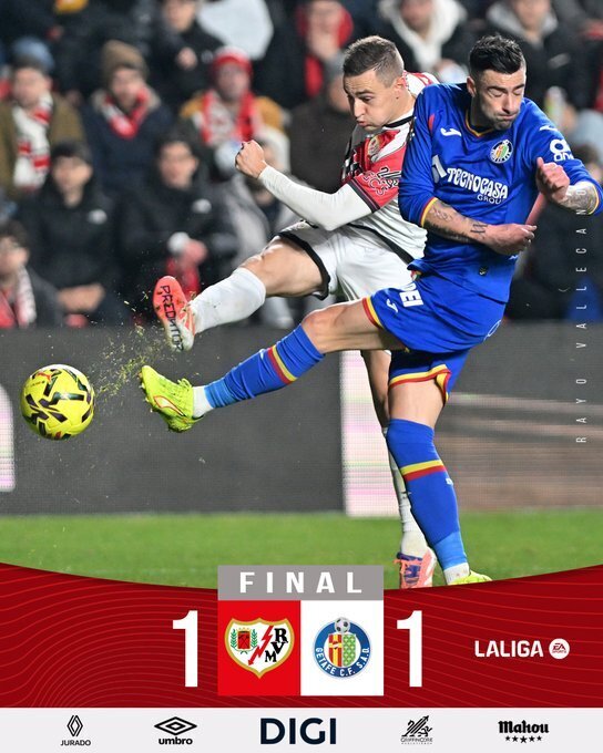 巴列卡诺1-1赫塔费