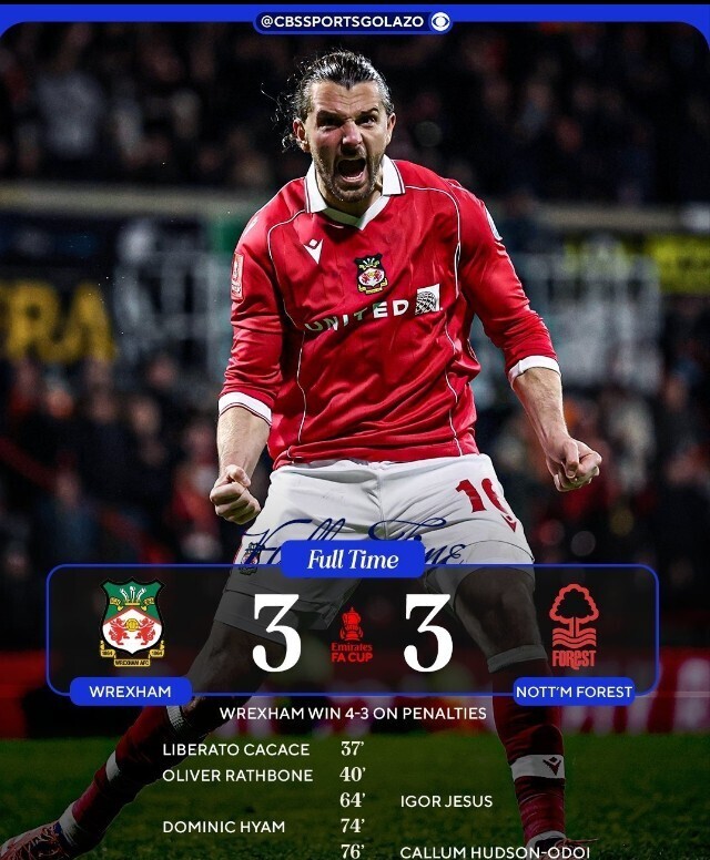 雷克瑟姆淘汰诺丁汉森林