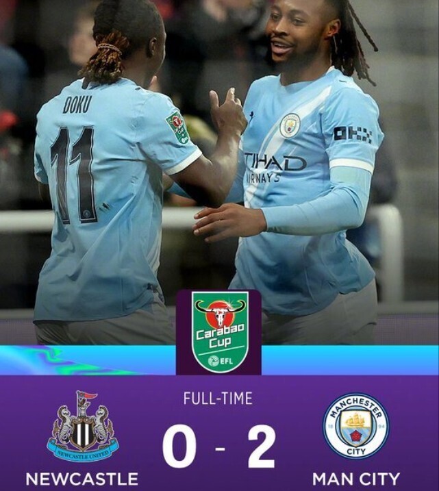 英联杯：曼城客场2-0击败纽卡斯尔联