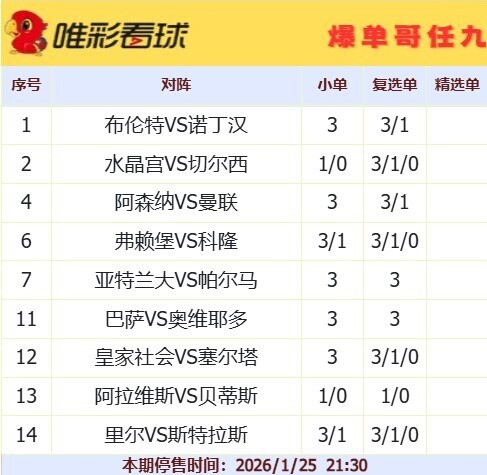 爆单哥26017期小单和复选单