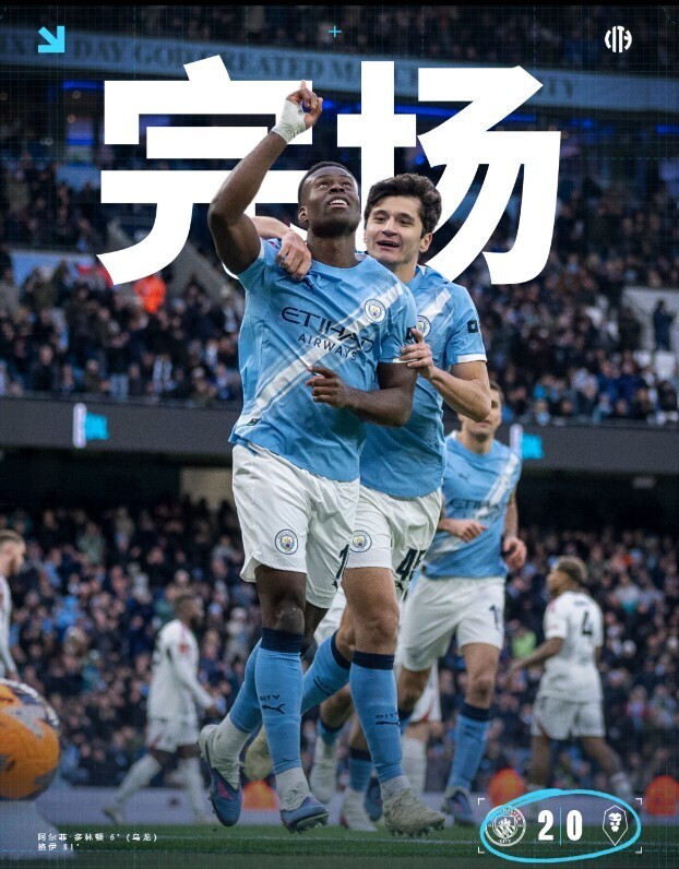 曼城2-0索尔福德城