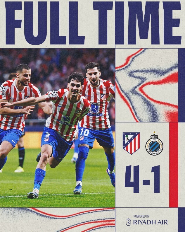 马德里竞技4-1布鲁日