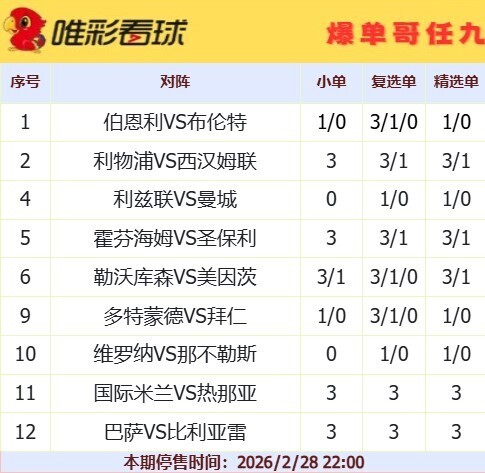爆单哥26032期小单和复选单