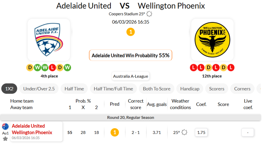 阿德莱德联VS惠灵顿凤凰