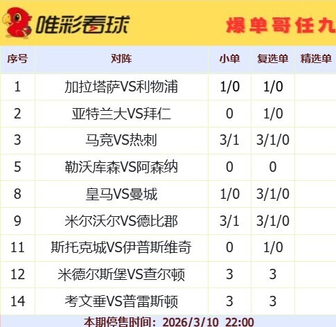 爆单哥26039期小单和复选单