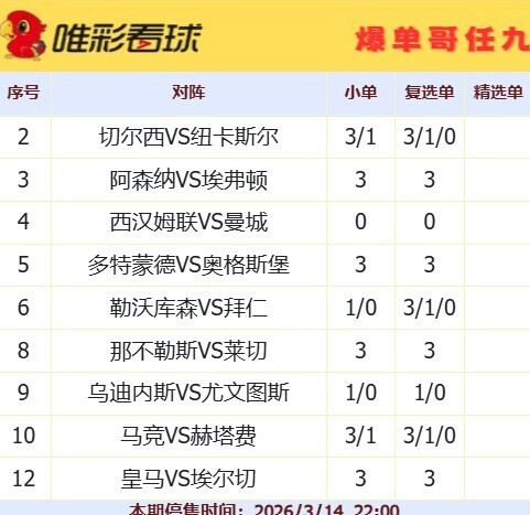 爆单哥26042期小单和复选单