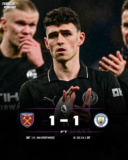 西汉姆联1-1曼城