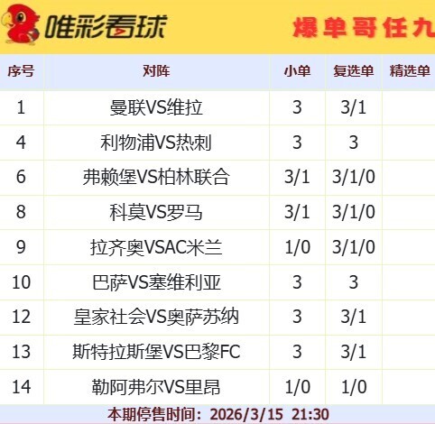 爆单哥26043期小单和复选单