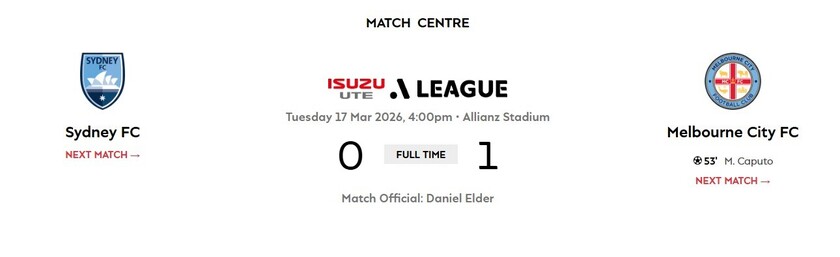 悉尼FC0-1墨尔本城