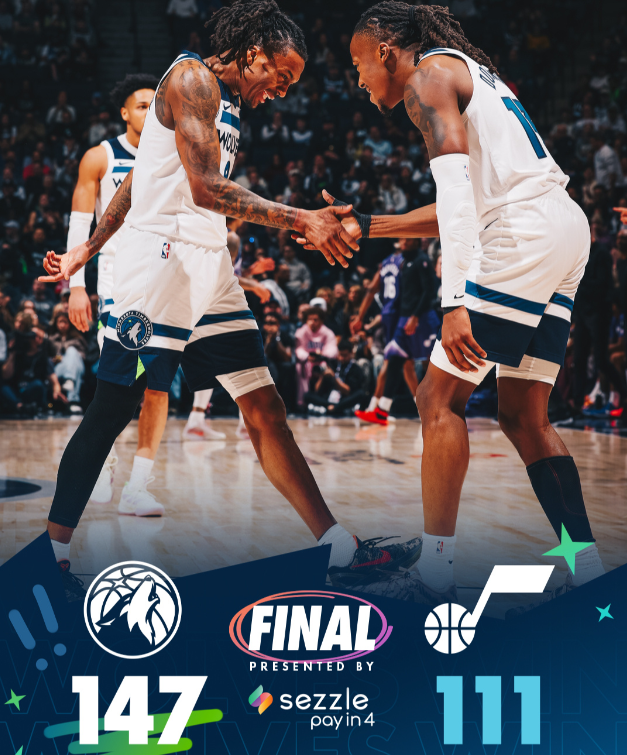 森林狼147-111爵士