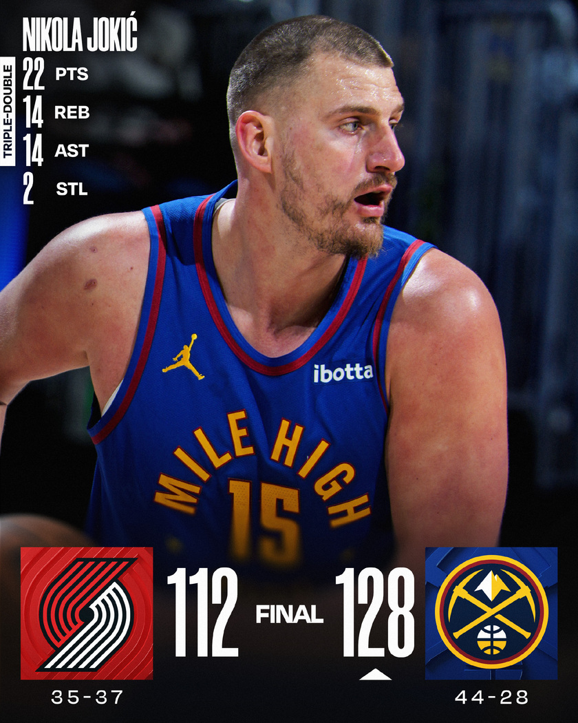 掘金128-112开拓者