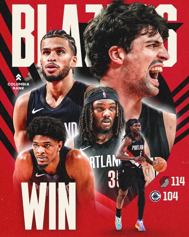 开拓者114-104快船