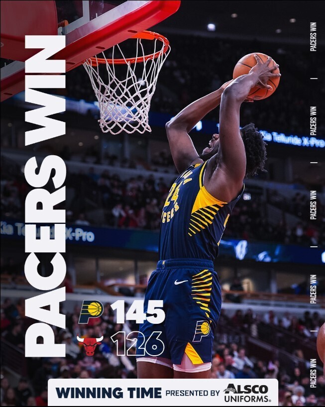 步行者145-126公牛