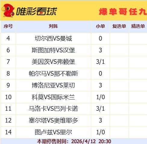 爆单哥26059期小单和复选单