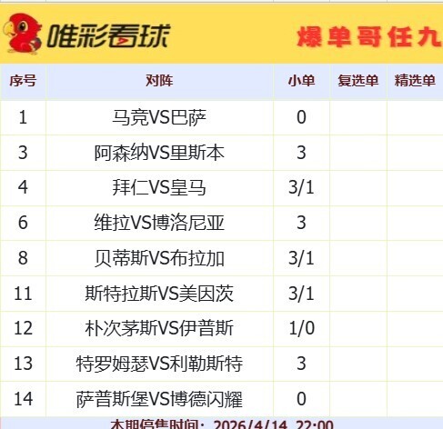 爆单哥26060期小单