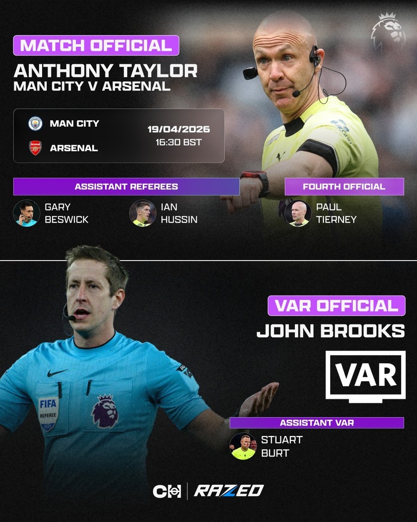 安东尼·泰勒（上）将成为本场比赛的执法裁判