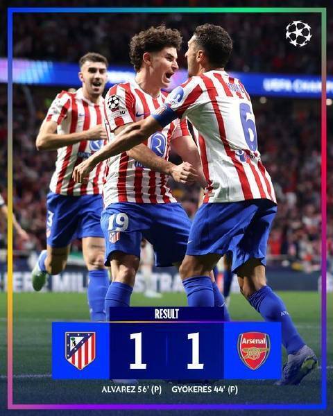 马德里竞技1-1闷平阿森纳