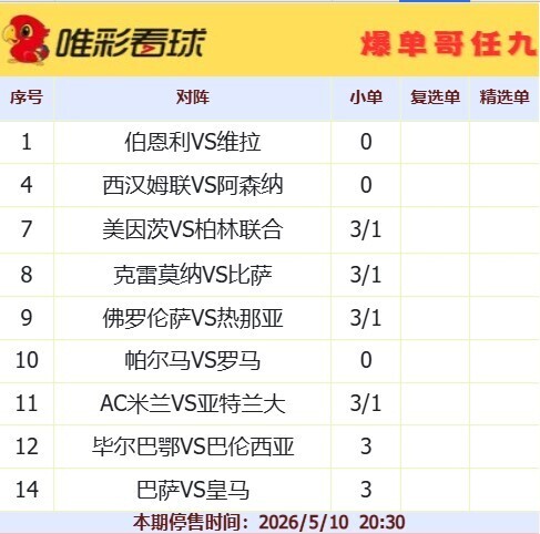 爆单哥26074期小单