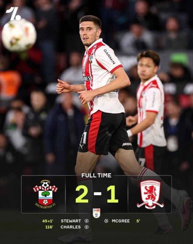 南安普顿2-1米德尔斯堡