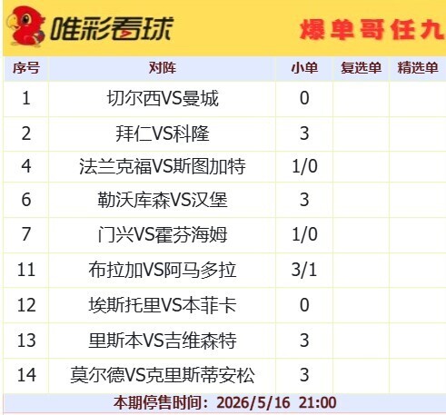 爆单哥26076期小单