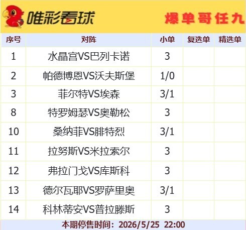 爆单哥26081期小单