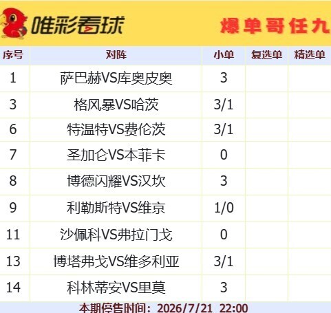 爆单哥26094期小单