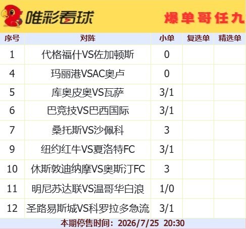 爆单哥26095期小单