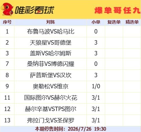 爆单哥26096期小单