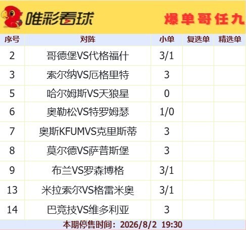 爆单哥26099期小单