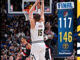 NBA-掘金146-117大胜开拓者，豪取七连胜，约基奇狂砍40分