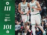 NBA-布朗24分领衔3人得分20+，绿军111-101猛龙取6连胜