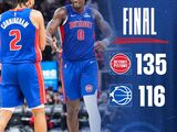 NBA-活塞135-116逆转魔术，康宁汉姆30+6+10 班凯罗24+11+7 哈里斯23分