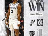 NBA-马刺123-110力克国王，文班缺席马刺7人上双送对手6连败
