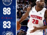 NBA-活塞98-83魔术，哈里斯16+11坎宁安27+6+11率队扳平大比分