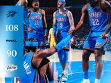 NBA-雷霆108-90湖人，亚历山大18+6 詹姆斯空砍27+6 里夫斯16中3